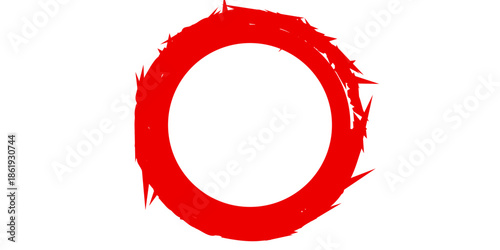 Brush red stroke circle frame, hand drawn rough scribble texture effect red circle,  sport art good