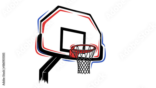 Basketball hoop with red, white, and blue colors for USA Independence Day celebration