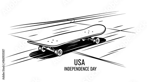 Skateboard illustration for Independence Day USA celebration