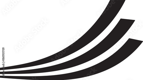 A stylized black graphic design element on a white background