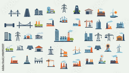 Collection of Industrial Icons and Symbols.