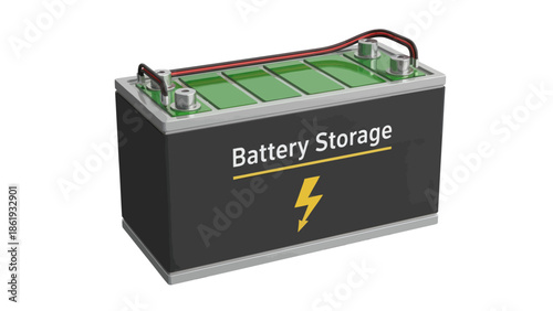Battery Storage Unit with Lightning Symbol.