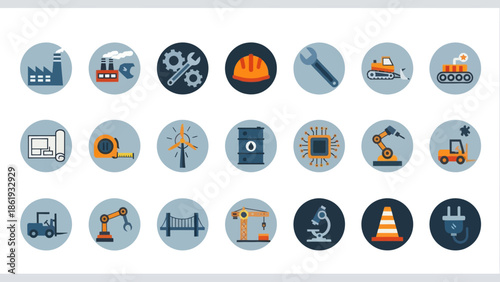 Collection of Industrial Icons and Symbols.