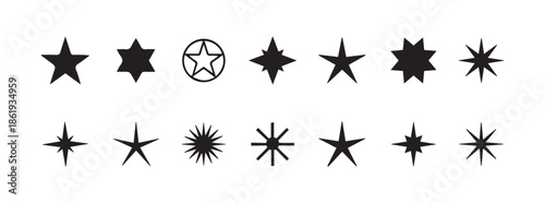 Stars set of 14 black icons modern simple stars sparkle star icon set star vector collection rating star icon set.