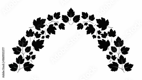 Black silhouette of a decorative archway made of leaves.
