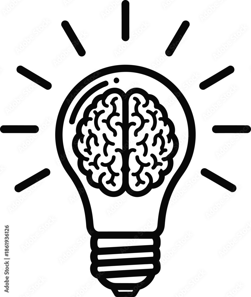 Fotografie Brain inside lightbulb concept representing a brilliant idea or innovative think