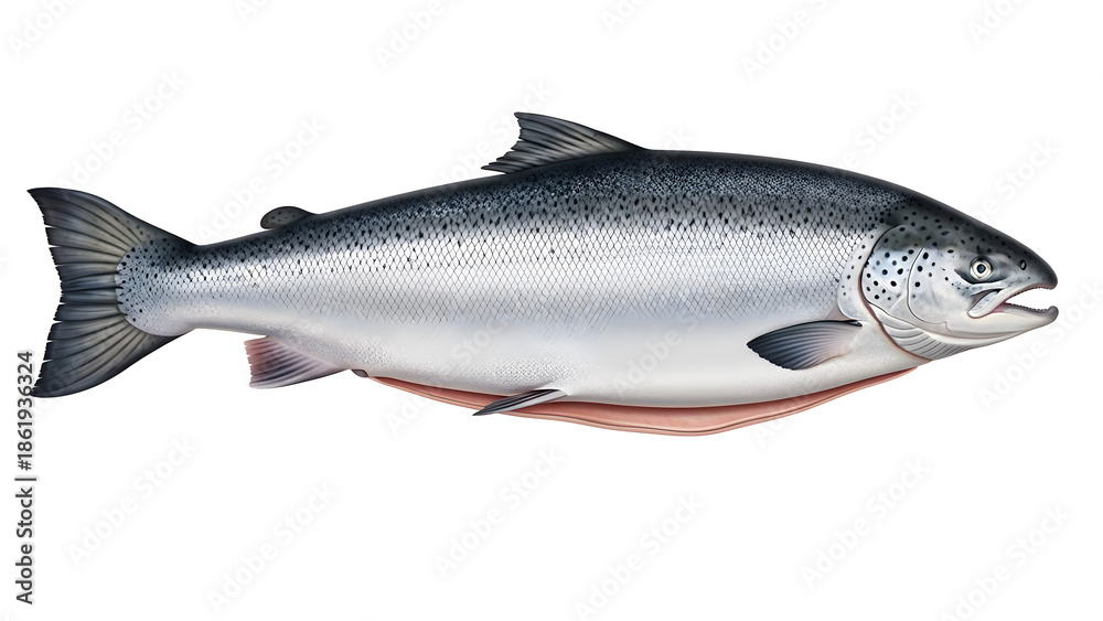 Obraz premium Salmon illustration on white background