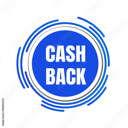 Blue sticker banner with cash back text without background for your advertisements