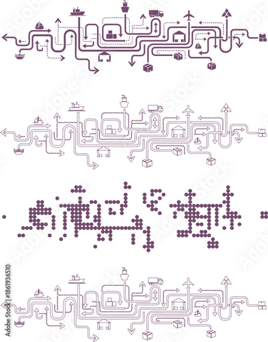 Simple logistics and transportation flowchart with various modes of transport