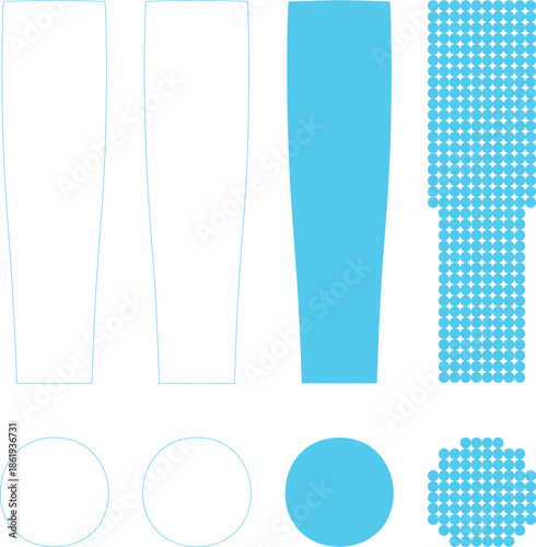 Fotografie Various cyan shapes and patterns on white background for design elements