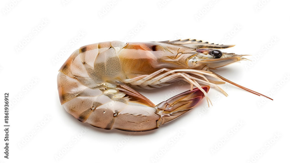 Naklejka premium Fresh Raw Shrimp Isolated on White Background