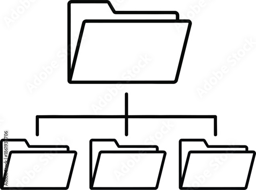 Hierarchical folder structure icon representing file system organization and data management