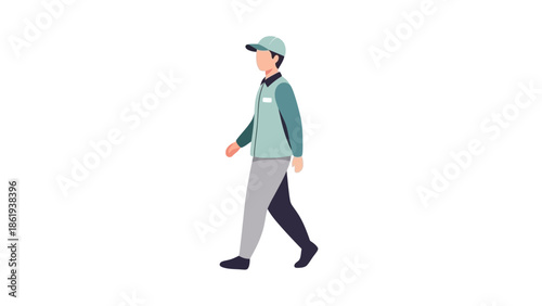 Man walking alone in a simple, illustrated style on a white background