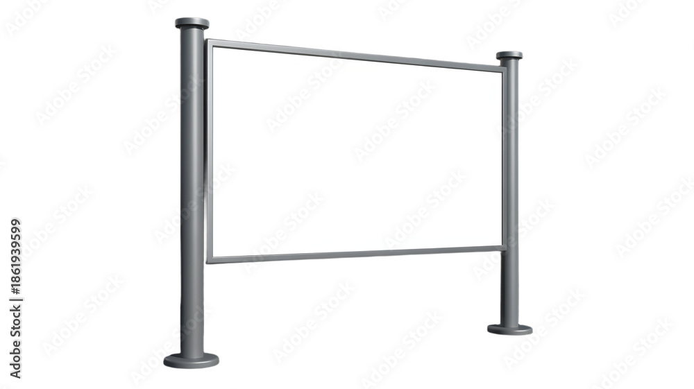 Fototapeta premium Blank white billboard on metal stand against Transparent background