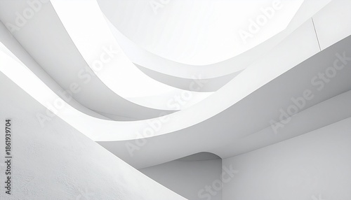 Futuristic abstract architectural 3d background featuring white geometric lines and gray paper texture curves in a light vector wave pattern for business template wallpaper design