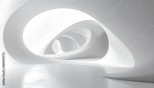 3d rendered illustration of an abstract transparent glass ball on an empty white porcelain plate isolated as a clean round ceramic object on a dining table