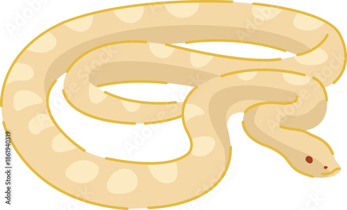 Elegant Light-Colored Snake Illustration, Smooth Coiled Reptile Artwork with Subtle Pattern, Minimalist Exotic Pet Design for Posters, Apparel, Branding, Stickers and Digital Nature Projects

