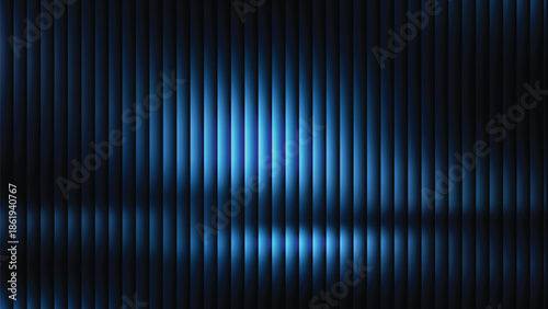 Glass ripple texture with dark gradient background and lilac light streaks. Futuristic distortion, moody abstract glow, reeded vertical blur. Vector illustration EPS