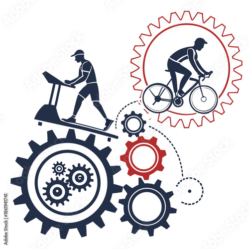 Gym Machine Icons: Treadmill and Cycle for Fitness Vector Art