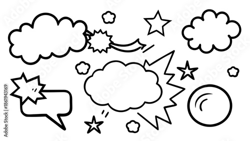 Comic elements doodle collection Vector