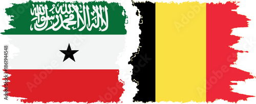 Belgium and Somaliland grunge flags connection, vector