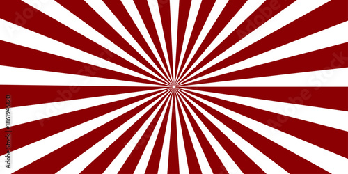 A vintage red and white sunburst background featuring a grunge texture and retro ray design creates a classic vector wallpaper with an artistic sunbeam burst pattern for a bold backdrop