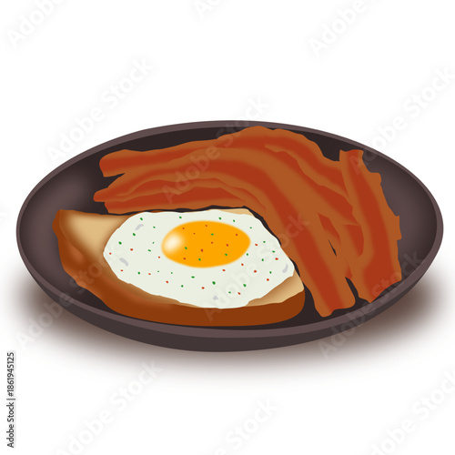 A vector illustration of toast with a fried egg