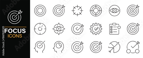 Minimal focus and objective vector icons