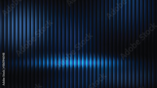 Glass ripple texture with dark gradient background and lilac light streaks. Futuristic distortion, moody abstract glow, reeded vertical blur. Vector illustration EPS