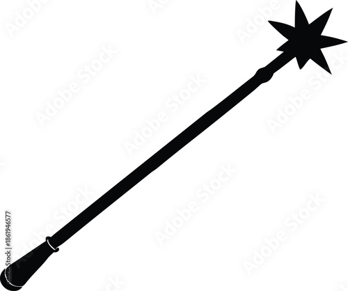 Magic wand with star illustration, Fantasy magical power symbol vector