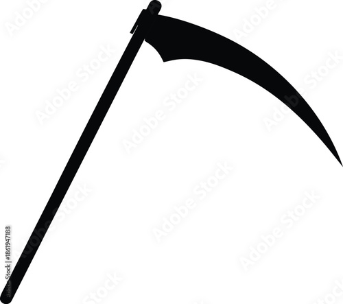 Classic silhouette of a grim reaper scythe, Simple death harvest tool symbol