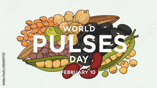 Assorted Pulses on World Pulses Day, February 10, Healthy Food and Vegetarian Cuisine