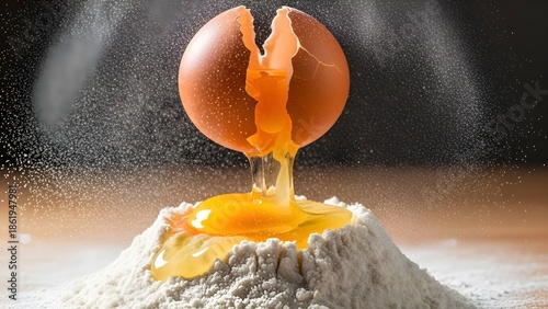 Cracked Egg on Flour Pile