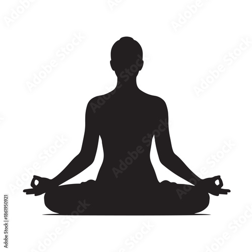 silhouette of a person meditating white background