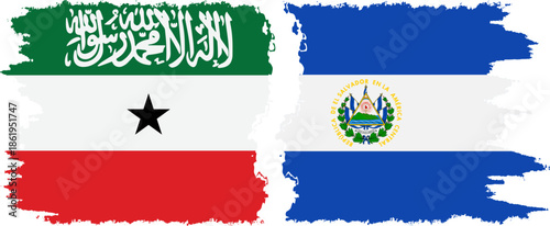 El Salvador and Somaliland grunge flags connection, vector