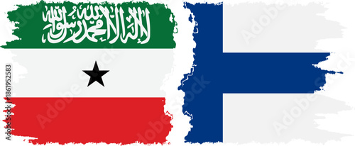 Finland and Somaliland grunge flags connection, vector