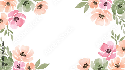 Modern vector watercolor-style floral wallpaper with soft blossom clusters and balanced negative space, premium botanical nature background for luxury interior design