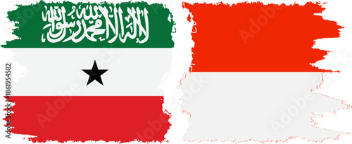 Indonesia and Somaliland grunge flags connection, vector