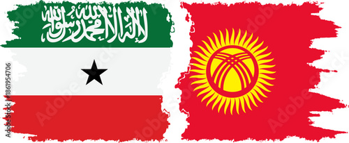 Kyrgyzstan and Somaliland grunge flags connection, vector
