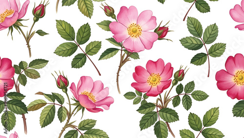 Modern vector watercolor-style seamless floral and nature wallpaper combining garden flowers, leaves, and organic shapes, versatile botanical background for multiple design uses