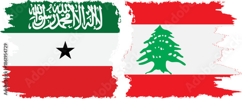 Lebanon and Somaliland grunge flags connection, vector