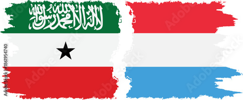 Luxembourg and Somaliland grunge flags connection, vector