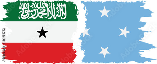 Federated States of Micronesia and Somaliland grunge flags connection, vector