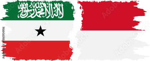 Monaco and Somaliland grunge flags connection, vector