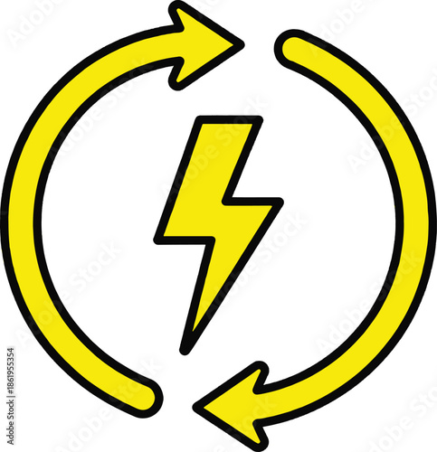 Free Download Renewable energy cycle icon with lightning bolt symbol - GFXLoad