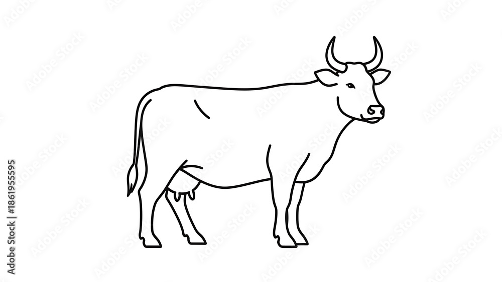 Fototapeta premium Simple Cow Outline Illustration