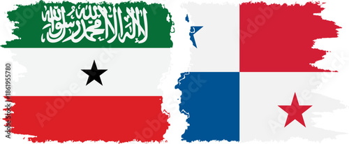 Panama and Somaliland grunge flags connection, vector