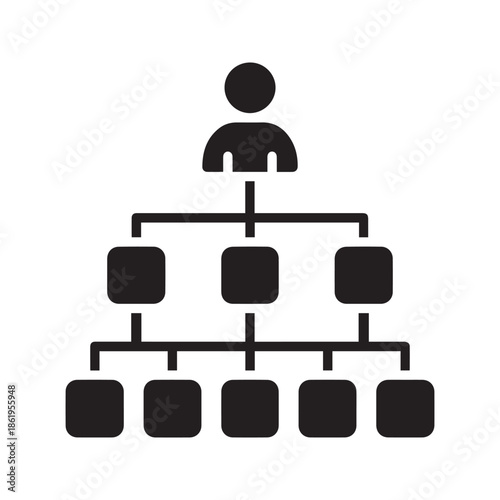 Organizational Chart Icon Vector Illustration Representing Business Hierarchy, Management Structure, and Corporate Leadership Flow
