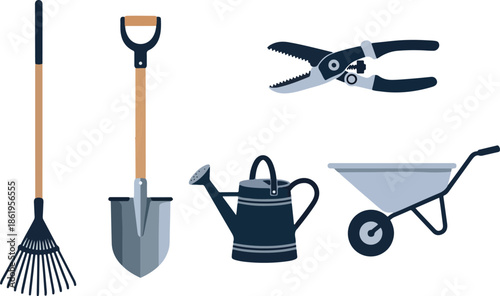 Essential Gardening Tools Collection for Outdoor Work.