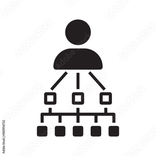 Organizational Chart Icon Vector Illustration Representing Business Hierarchy, Management Structure, and Corporate Leadership Flow

